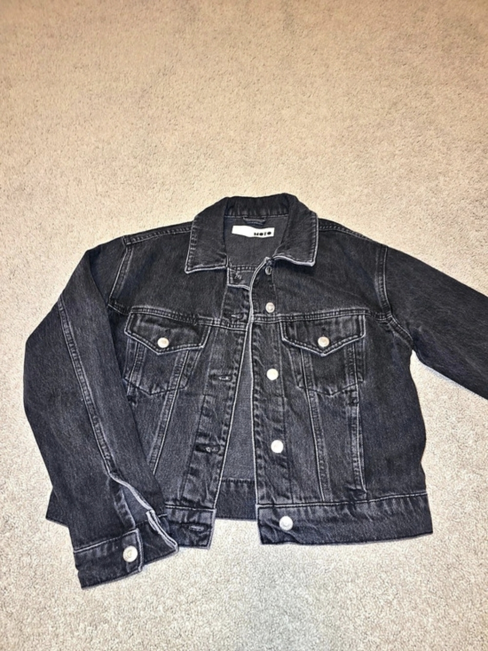 Topshop MOTO Black Denim Jacket Women's Denim Jacket Size Medium Like New